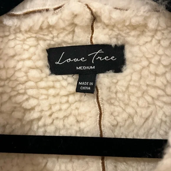 Love Tree Brown Bomber Jacket with Cream Accents - Picture 4 of 4